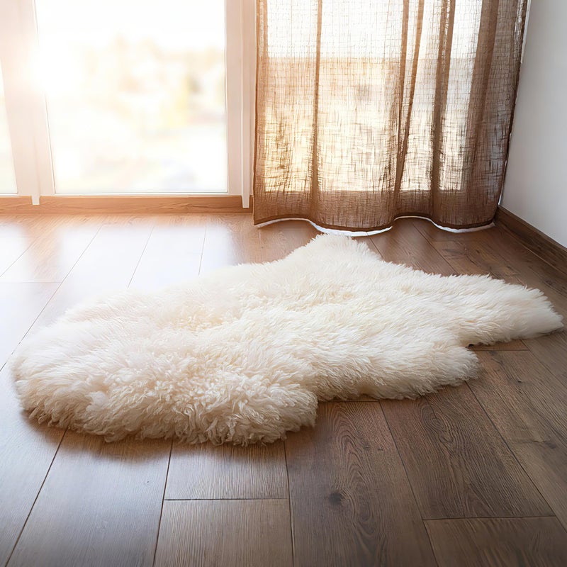 WaySoft New Zealand Sheepskin Area Rug â€“ Genuine Fluffy Wool, Multiple Sizes, Bedroom or Living Room Decor(2ft x 3ft,Ivory) - Image 1